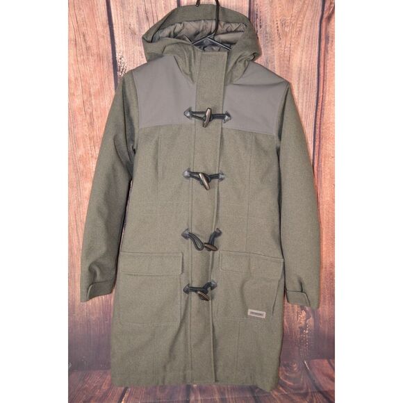 Merrell Select Dry Hooded Long Jacket Womens XS Full Zip Toggle Buttons Insulate - Picture 1 of 10